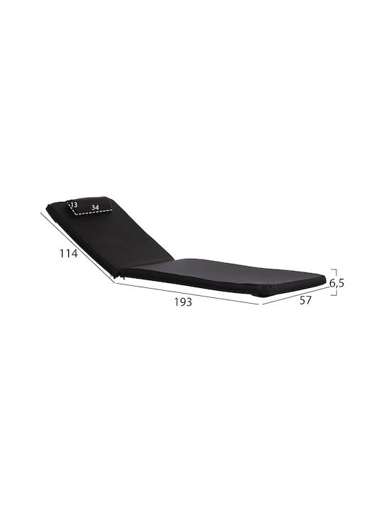 Black Sunbed Cushion with Backrest