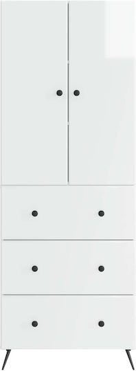 Wall Living Room Cabinet made of Wood and Metal White 66x34.5x90cm