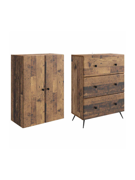 Living Room Display Cabinet Made of Wood and Metal Aged Wood 66x34.5x90cm