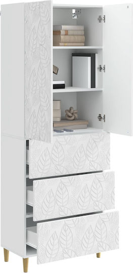 Wall Living Room Cabinet Made of Particle Board White 66x34.5x90cm