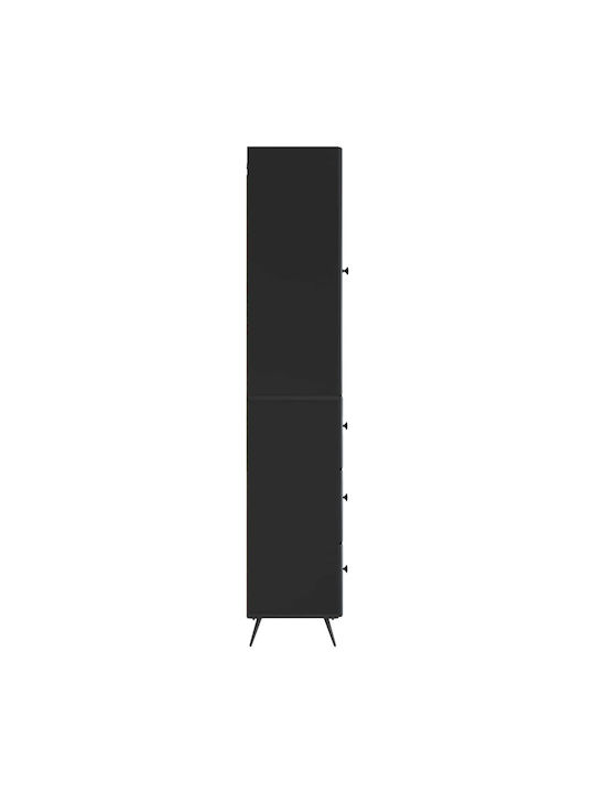 Wall Living Room Cabinet made of Wood and Metal Black 34.5x34.5x90cm