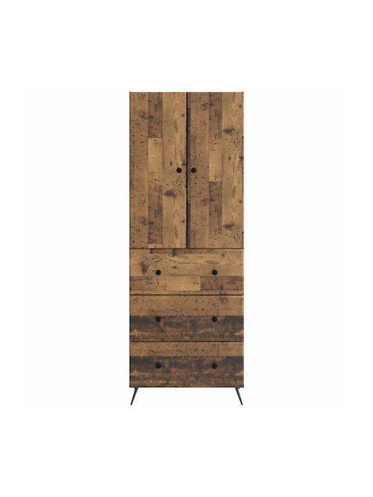Living Room Display Cabinet Made of Wood and Metal Aged Wood 66x34.5x90cm