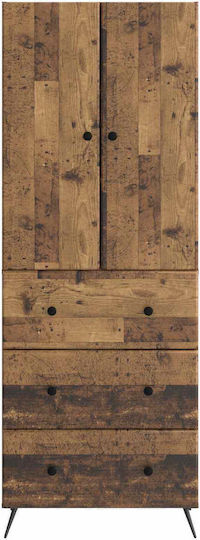 Living Room Display Cabinet Made of Wood and Metal Aged Wood 66x34.5x90cm