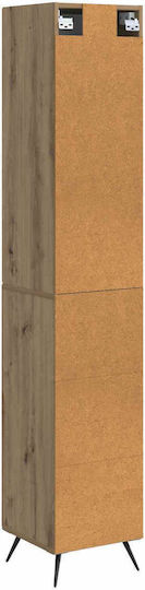 Wall Mounted Living Room Cabinet made of Wood and Metal Oak 34.5x34.5x90cm