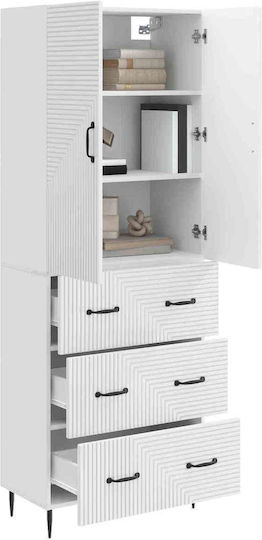 Wall Living Room Cabinet Made of Particle Board White 66x34.5x90cm