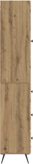 Wall Mounted Living Room Cabinet made of Wood and Metal Oak 34.5x34.5x90cm