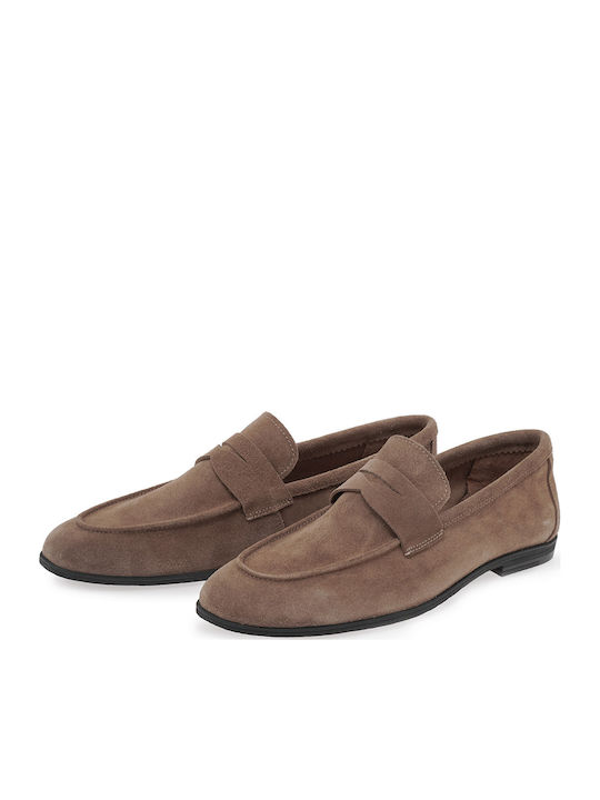 Suede Men's Loafers in Tabac Brown Colour