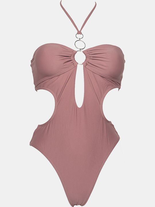 Swimsuit with Openings and Removable Padding Pink