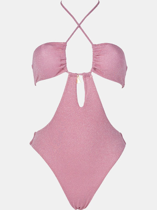 Swimsuit with Openings and Removable Padding Pink