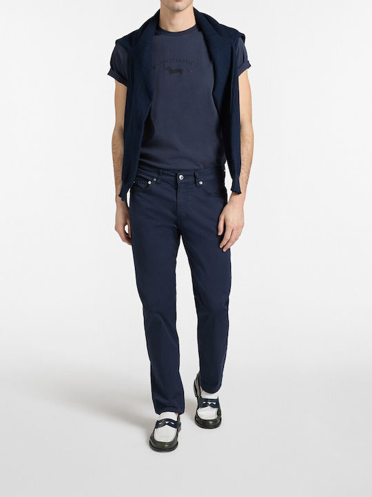 Pantaloni Elastic În Croială Slim Culoare Albastru Închis