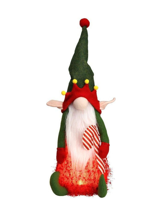 Beleuchtete Weihnachtsfigur Plüsch Elf Weiß Höhe 51cm