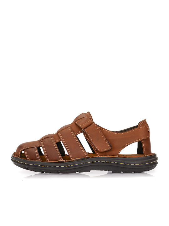 Δερμάτινα Ανδρικά Σανδάλια σε Ταμπά Χρώμα