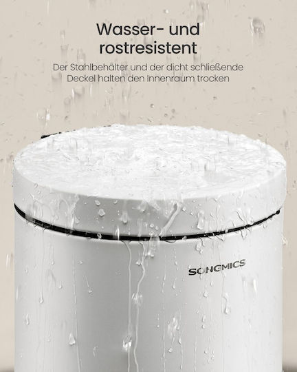 Songmics Inox Badezimmer Mülleimer 3lt Weiß
