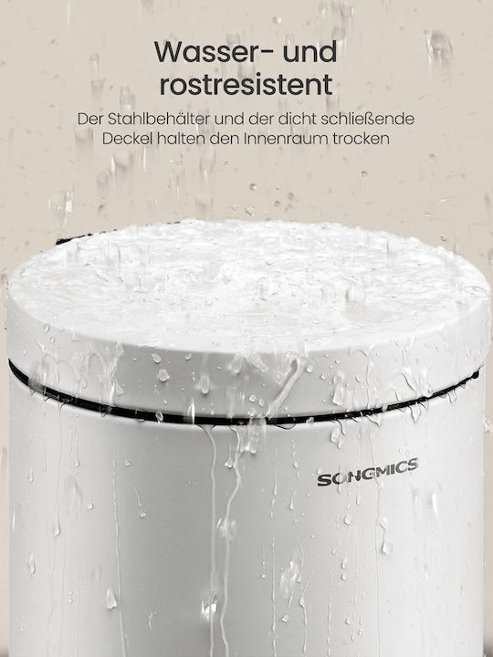 Songmics Inox Badezimmer Mülleimer Soft Close 6lt Weiß