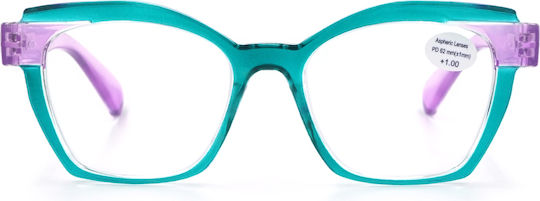 Optosquad Women's Reading Glasses +1.00 In Turquoise Color 2526-2