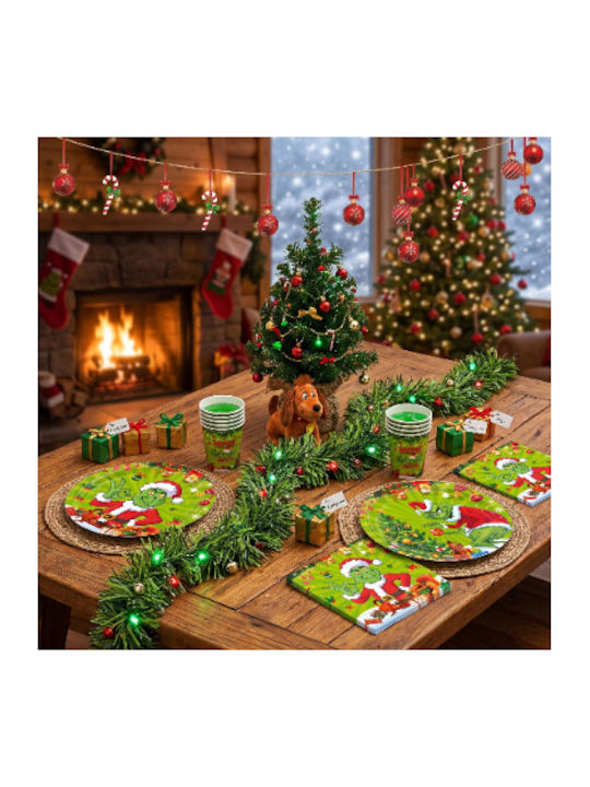Set of Green Christmas Plates 10 Pieces