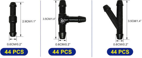Rchang Set of Car Wiper Hose Connectors 132 Pieces W17932 Automotive Wiper Water Pipe Connector