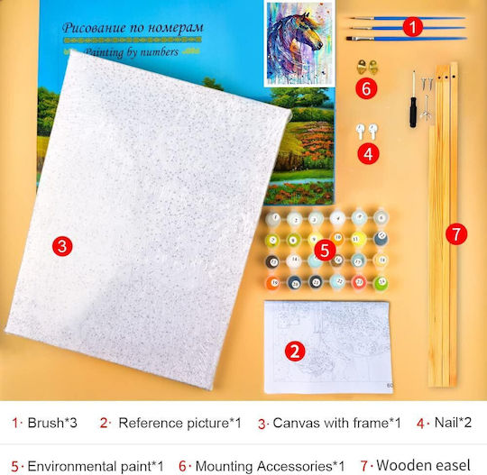 Pferde Bildrahmen Buntes Malen Nach Zahlen Set Ästhetisch 40x50 Cm