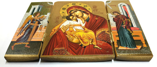 Panagia Christo Glykofilousa Triptych Category Paper Trypt No 0 Dimension 19.0cm X 14.0cm Open Image Image Wood Iroko S&k Byzantine Icons
