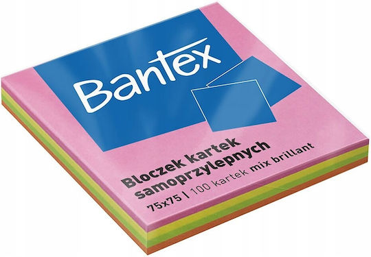 Bantex Selbstklebende Notizblöcke 75x75mm Farbmix X 100 Stück