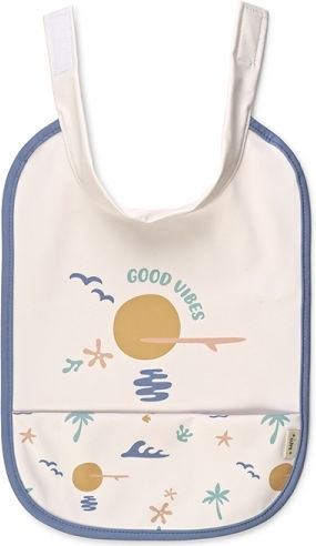 Saro Waterproof Fabric Baby Bib with Hoop & Loop Fastener Good Vibes