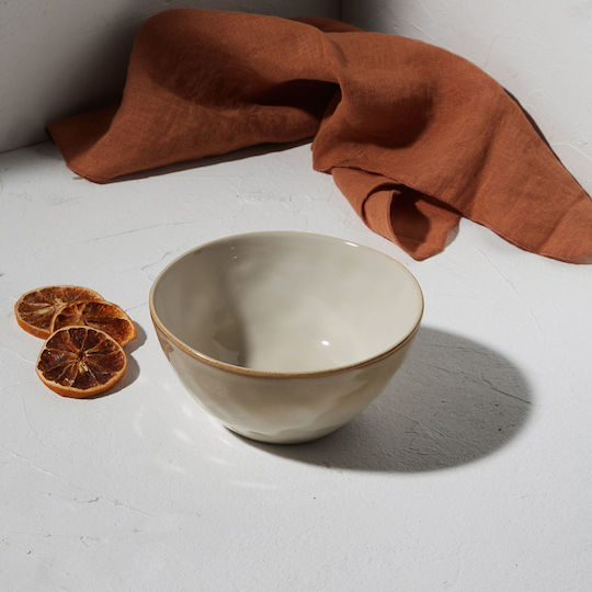 Estia Vignette Stoneware Round Ceramic Beige Serving Bowl Diameter 15cm