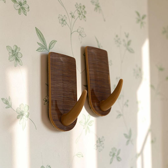 Adhesive Wall Hooks Brown Set of 6 11kzn69