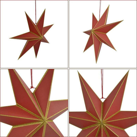 Mica Christmas Decorative Pendant Star Illuminated Paper Red 18x60cm