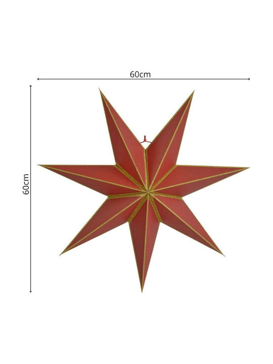 Mica Christmas Decorative Pendant Star Illuminated Paper Red 18x60cm