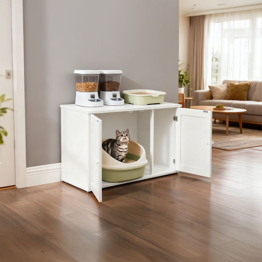 Relaxdays Toaletă Pentru Pisici Albă M50 x L53cm