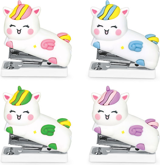 Agrafatoare Magic Unicorns 500 Agrafe Incluse 4 Culori Display 12 Bucăți