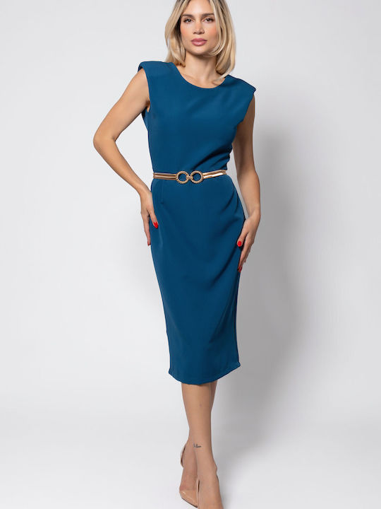 Sommer Midi Damenkleid Ärmellos Petrol