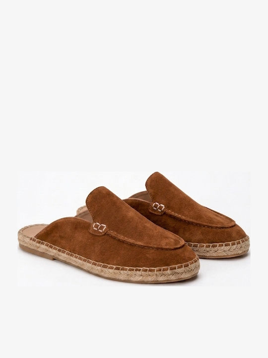Leather Men's Espadrilles in Tabac Brown Colour