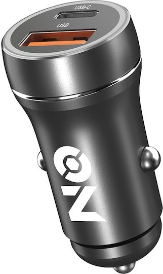 Auto Gs Φορτιστής Αυτοκινήτου με Θύρες: 1xUSB 1xType-C
