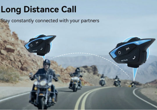 Retevis EZTalk 3A Single Motorcycle Communication System for Helmet with Bluetooth