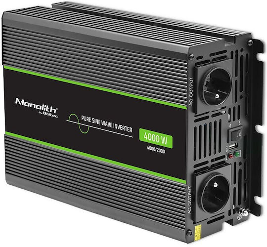 Qoltec Инвертор за кола Чиста синусоидална вълна 4000W за 12V DC