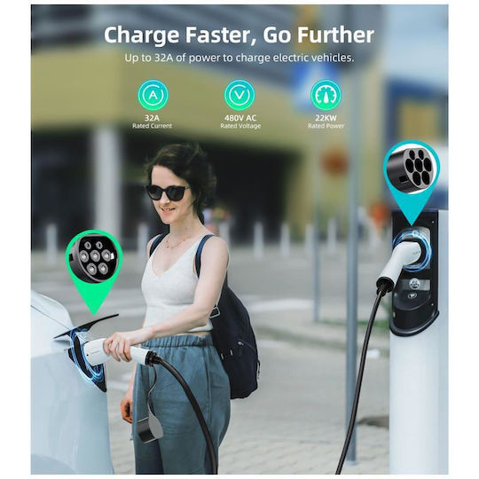 Choetech Трифазен Кабел За Зареждане На Електрически Автомобили 22kW Тип 2 - Тип 2