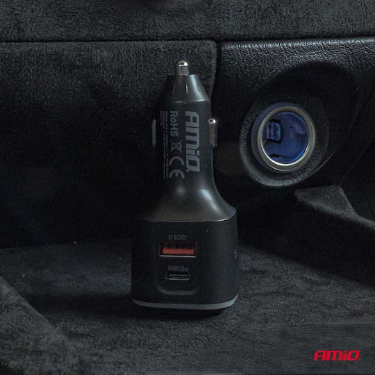 AMiO Car FM Transmitter with MicroSD Type-C USB Bluetooth