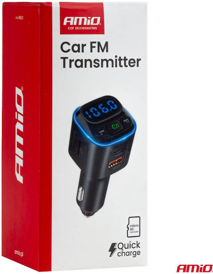 AMiO Car FM Transmitter with MicroSD Type-C USB Bluetooth