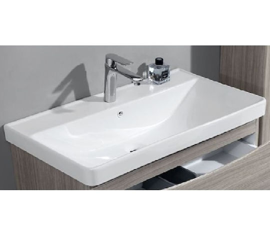 Gloria Set-0283 Badezimmer Waschtisch-Einheit mit Waschbecken Grau