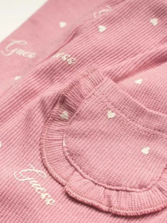 Guess Baby Bodysuit Set Long-Sleeved with Pants Pink 2pcs