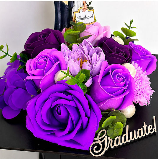 Aranjament Floral De Absolvire Cutie În Formă De Pălărie De Absolvire Decor De Săpun Flori 20x20x9 Cm Mov Aranjament Floral De Absolvire Cutie În Formă De Pălărie De Absolvire Decor De Săpun Flori 20x20x9 Cm Mov