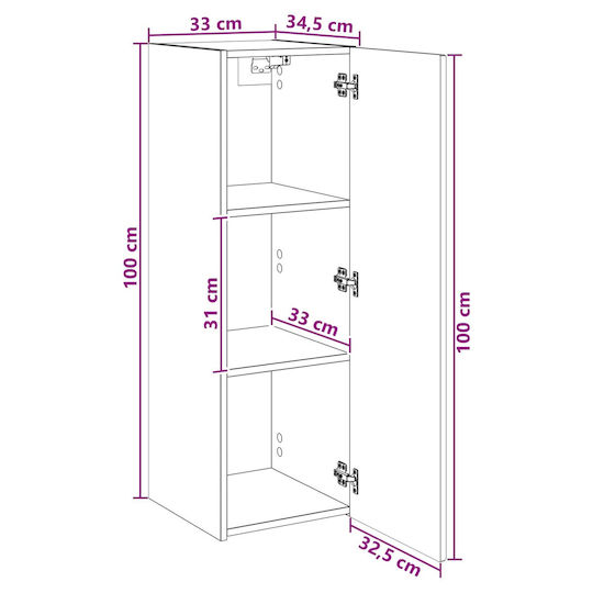 vidaXL Ντουλάπι Μπάνιου 33x34.5x100cm Λευκό