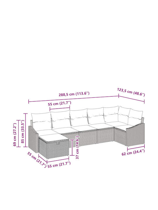 Canapea De Colț Pentru Exterior Din Rattan Cu Perne