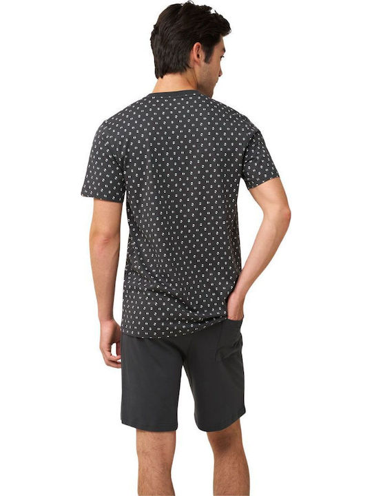 Vamp Καλοκαιρινή Ανδρική Πιτζάμα Βαμβακερή Dark Gray
