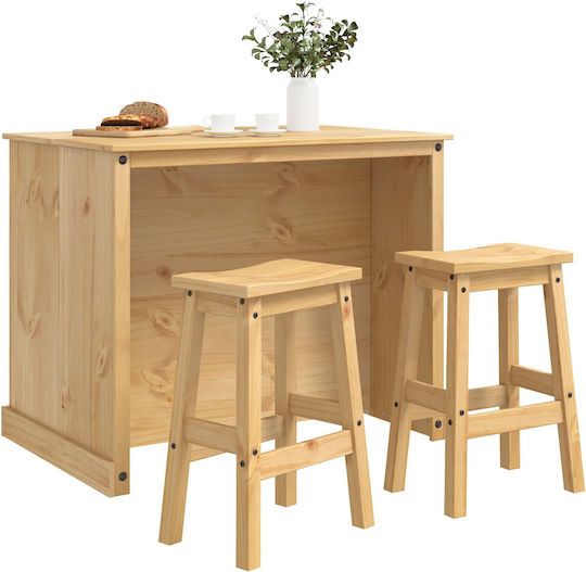 Kitchen Table with 2 Chairs 112x77cm