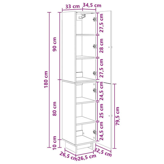 vidaXL Bathroom Floor Column Cabinet L34.5xW33xH90cm Sonoma