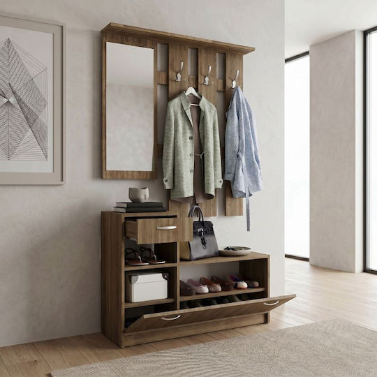 Raynold Hallway Furniture with Hanger Walnut 100x30x180cm Raynold Hallway Furniture with Hanger Walnut 100x30x180cm