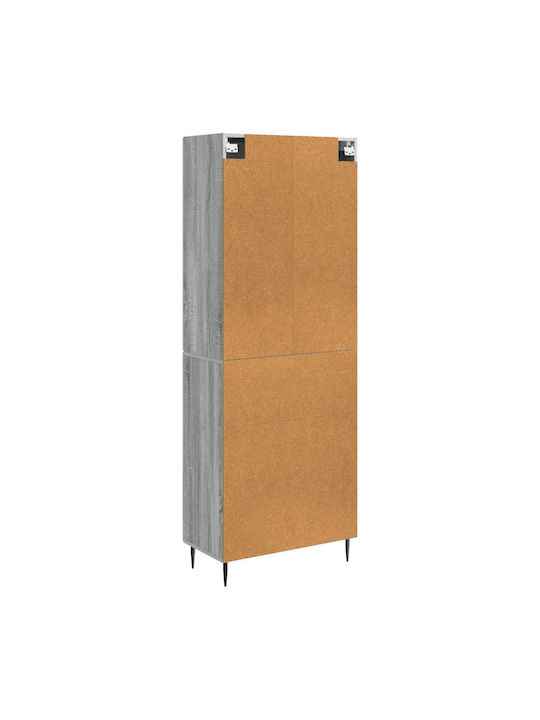Дървен Офисен Шкаф Сив 66x34.5x89.5см