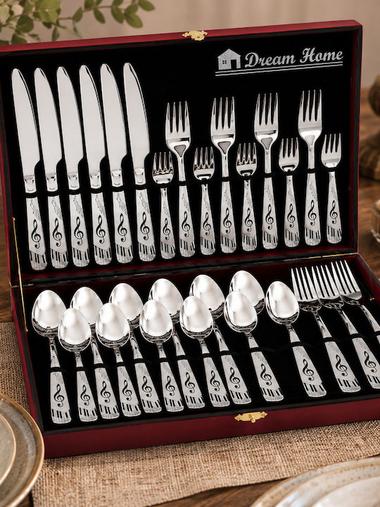 Cutlery Set Stainless Steel Red 30 Pieces with Suitcase